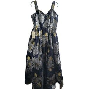 JessaKae Selene Dress Size XL Navy Floral Metallic Jacquard NWT Wedding